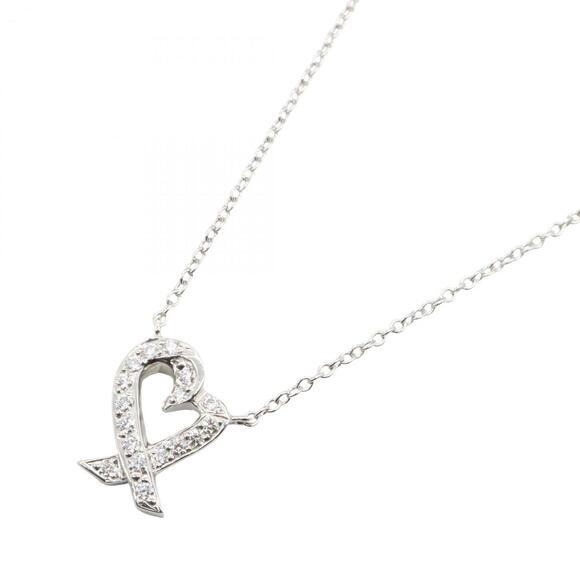 TIFFANY Authentic 18k Silver Diamond Heart Necklace - Picture 1 of 5